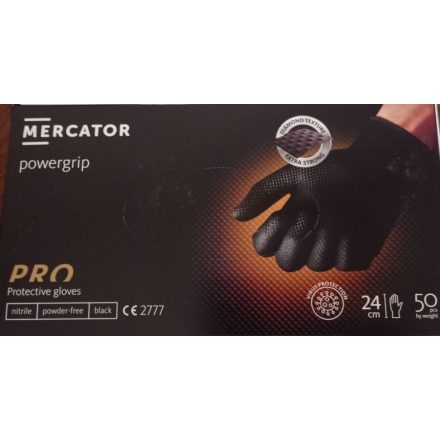 MERCATOR Powergrip nitril, púdermentes, bordázott gumikesztyű ";XL"; méret 50db/doboz